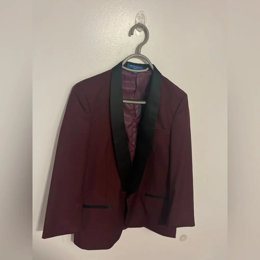 Perry Ellis Boys Burgundy Tuxedo Formal Jacket Sz 18